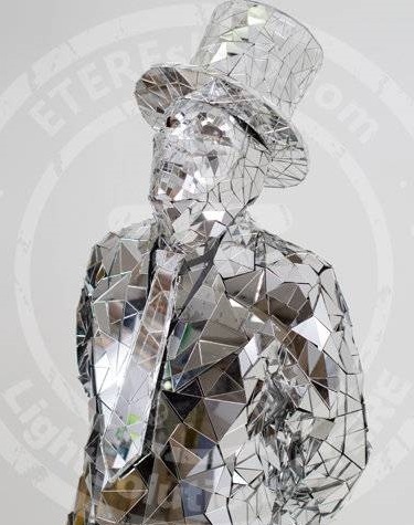 Mirror man suit with a monocle&mustache