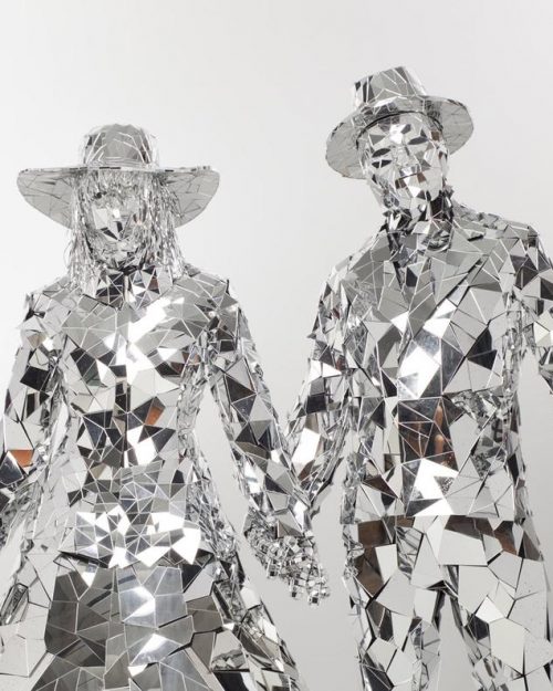 Mirror “Family” glass man lady animation costume suit – Broken glass Style