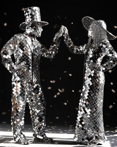 Mirror “Family” glass man animation costume suit – Square style