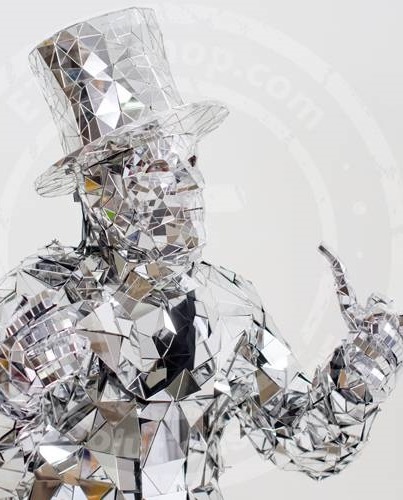 Mirror man performance suit with a hat