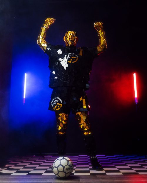 Mirror Football Player Costume with Custom Logo for performances